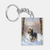 Tibetaanse terriër liet het sneeuwen Kerstmis Sleutelhanger (Voorkant Links)