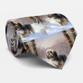 Tibetaanse terriër liet het sneeuwen Kerstmis Stropdas (Opgerold)