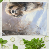 Tibetaanse terriër liet het sneeuwen Kerstmis Theedoek