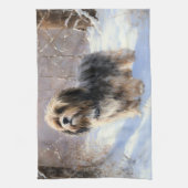 Tibetaanse terriër liet het sneeuwen Kerstmis Theedoek