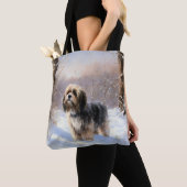 Tibetaanse terriër liet het sneeuwen Kerstmis Tote Bag (Dichtbij)