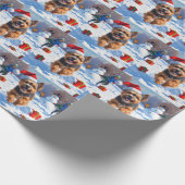 Tibetaanse Terriër loopt in de sneeuw met kerst Pe Cadeaupapier (Hoek)