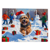 Tibetaanse Terriër loopt in de sneeuw met kerst Pe Groot Cadeauzakje (Achterkant)