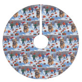 Tibetaanse Terriër loopt in de sneeuw met kerst Pe Kerstboom Rok (Voorkant)