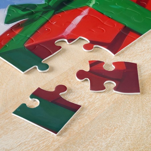 Tibetaanse Terriër loopt in de sneeuw met kerst Pe Legpuzzel (Zijkant)