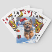 Tibetaanse Terriër loopt in de sneeuw met kerst Pe Pokerkaarten (Achterkant)