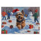 Tibetaanse Terriër loopt in de sneeuw met kerst Pe Snijplank (Voorkant)
