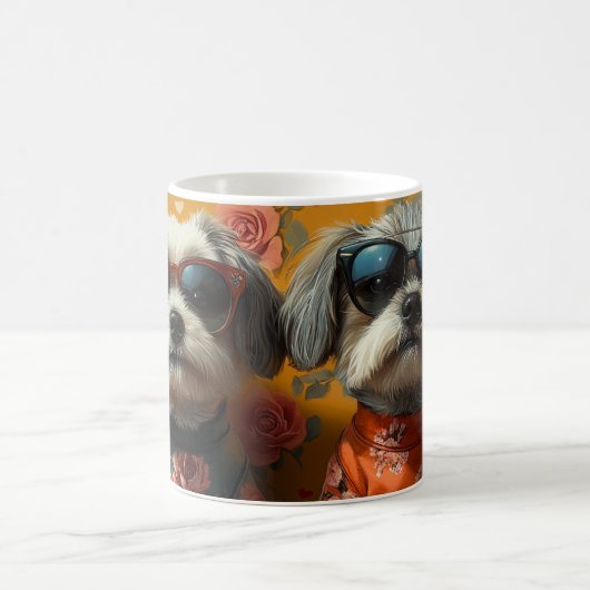 Tibetaanse Terriër met Hart Rozen Valentijnsdag Koffiemok (Center)