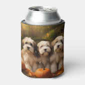 Tibetaanse Terriër Puppy Herfst Delight Pompoen Blikjeskoeler (Blikje Voorkant)