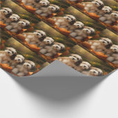 Tibetaanse Terriër Puppy Herfst Delight Pompoen Cadeaupapier (Hoek)