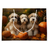 Tibetaanse Terriër Puppy Herfst Delight Pompoen Groot Cadeauzakje (Voorkant)