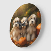 Tibetaanse Terriër Puppy Herfst Delight Pompoen Grote Klok (Hoek)