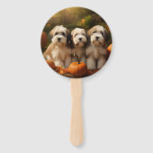 Tibetaanse Terriër Puppy Herfst Delight Pompoen Handwaaier (Voorkant)