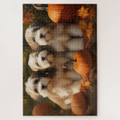 Tibetaanse Terriër Puppy Herfst Delight Pompoen Legpuzzel (Verticaal)