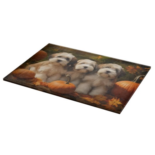 Tibetaanse Terriër Puppy Herfst Delight Pompoen Snijplank (Hoek)