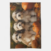 Tibetaanse Terriër Puppy Herfst Delight Pompoen Theedoek (Verticaal)