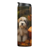 Tibetaanse Terriër Puppy Herfst Delight Pompoen Thermosbeker (Geroteerd rechts)