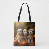 Tibetaanse Terriër Puppy Herfst Delight Pompoen Tote Bag (Voorkant)
