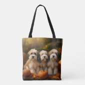 Tibetaanse Terriër Puppy Herfst Delight Pompoen Tote Bag (Achterkant)