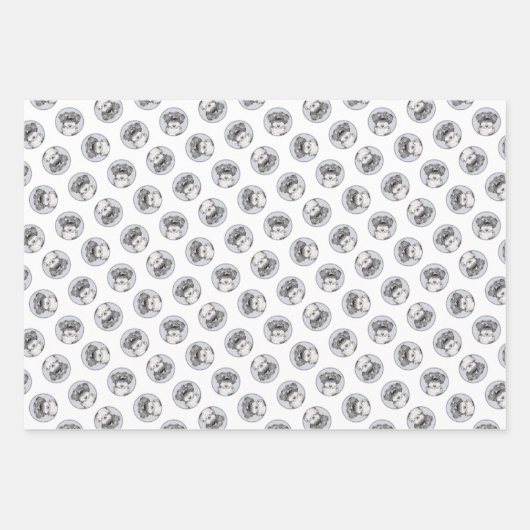 Tibetaanse terriër schildert zwarte en witte honde inpakpapier vel (Voorkant 2)