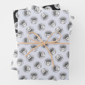 Tibetaanse terriër schildert zwarte en witte honde inpakpapier vel (In situ)