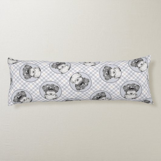 Tibetaanse terriër schildert zwarte en witte honde lichaamskussen (Achterkant)