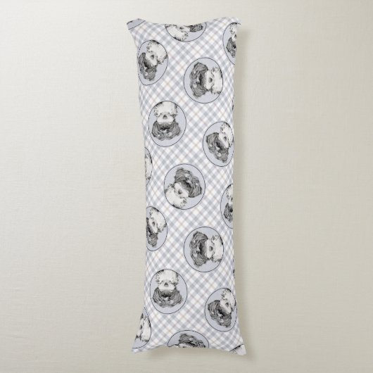 Tibetaanse terriër schildert zwarte en witte honde lichaamskussen (Voorkant Verticaal)