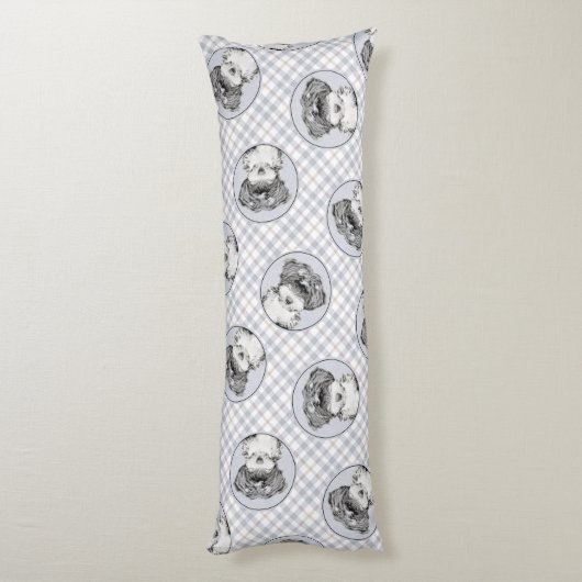 Tibetaanse terriër schildert zwarte en witte honde lichaamskussen (Achterkant (Verticaal))