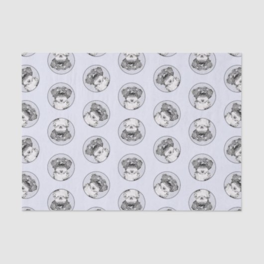 Tibetaanse terriër schildert zwarte en witte honde tissuepapier (Voorkant)