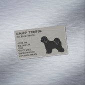 Tibetaanse Terriër Silhouet Faux rustieke houten s Magnetisch Visitekaartje (Voorbeeld)