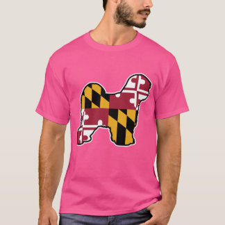 Tibetaanse Terriër Silhouet met Maryland Vlag T-shirt