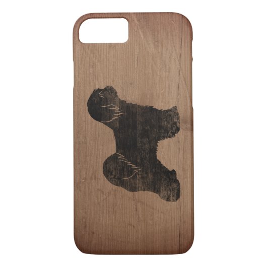 Tibetaanse Terriër Silhouet Rustiek Case-Mate iPhone Case (Achterkant)