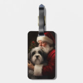 Tibetaanse Terriër Sinterklaas Feestelijke Kerstmi Bagagelabel (Achterkant verticaal)