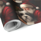 Tibetaanse Terriër Sinterklaas Feestelijke Kerstmi Cadeaupapier (Rol Hoek)