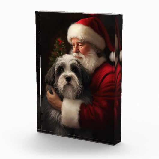 Tibetaanse Terriër Sinterklaas Feestelijke Kerstmi Fotoblokken (Rechts)