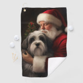 Tibetaanse Terriër Sinterklaas Feestelijke Kerstmi Golfhanddoek (Insitu)