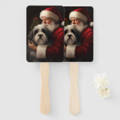 Tibetaanse Terriër Sinterklaas Feestelijke Kerstmi Handwaaier (Voorkant en achterkant)