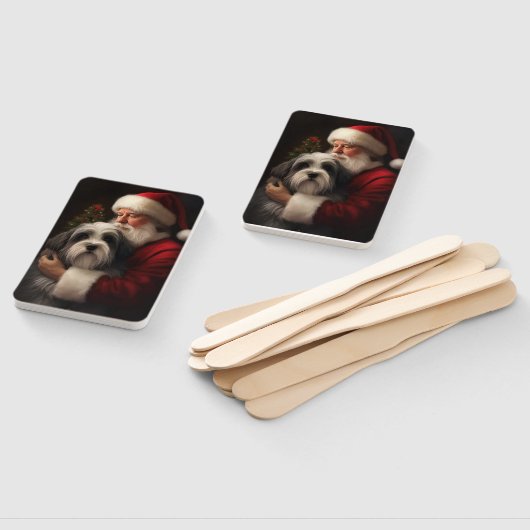 Tibetaanse Terriër Sinterklaas Feestelijke Kerstmi Handwaaier (Niet-gemonteerd)