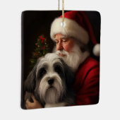 Tibetaanse Terriër Sinterklaas Feestelijke Kerstmi Keramisch Ornament (Rechts)