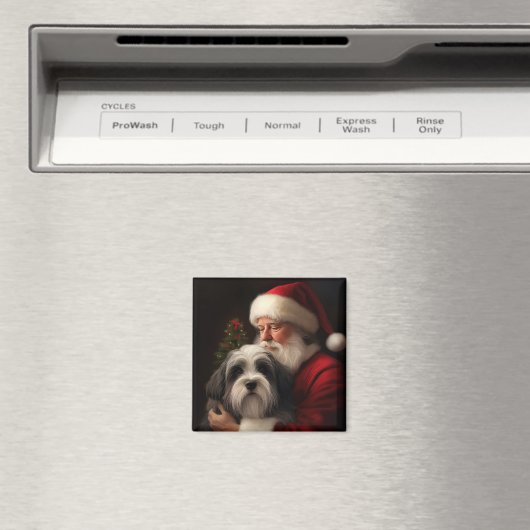 Tibetaanse Terriër Sinterklaas Feestelijke Kerstmi Magneet (Insitu (Vaatwasser))