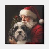 Tibetaanse Terriër Sinterklaas Feestelijke Kerstmi Magneet (Voorkant)