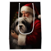 Tibetaanse Terriër Sinterklaas Feestelijke Kerstmi Medium Cadeauzakje (Achterkant)