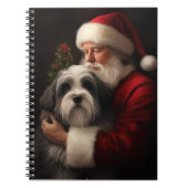 Tibetaanse Terriër Sinterklaas Feestelijke Kerstmi Notitieboek (Voorkant)