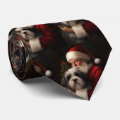 Tibetaanse Terriër Sinterklaas Feestelijke Kerstmi Stropdas (Opgerold)