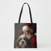 Tibetaanse Terriër Sinterklaas Feestelijke Kerstmi Tote Bag (Voorkant)