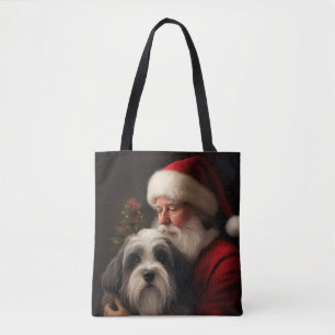 Tibetaanse Terriër Sinterklaas Feestelijke Kerstmi Tote Bag