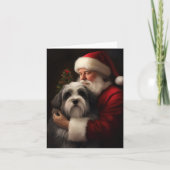 Tibetaanse Terriër Sinterklaas Festieve Kerstmis  Kaart (Voorkant)