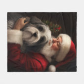 Tibetaanse Terriër Sinterklaas Kerstmis Feestelijk Fleece Deken (Voorkant (Horizontaal))