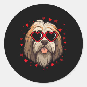Tibetaanse Terriër Valentijn Hart Schattigee Honde Ronde Sticker
