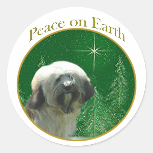 Tibetaanse Terriër Vrede Ronde Sticker (Voorkant)